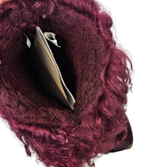 Bearpaw Boetis II Burgundy Curly Lamb Fur Sheepskin Lined Mongolian Boots 6 - Picture 6 of 9